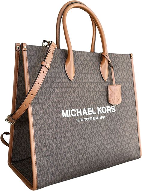 michael kors signature fabric tote|Michael Kors large signature tote.